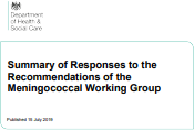 Summary of responses to the recommendations of the Meningococcal Working Group